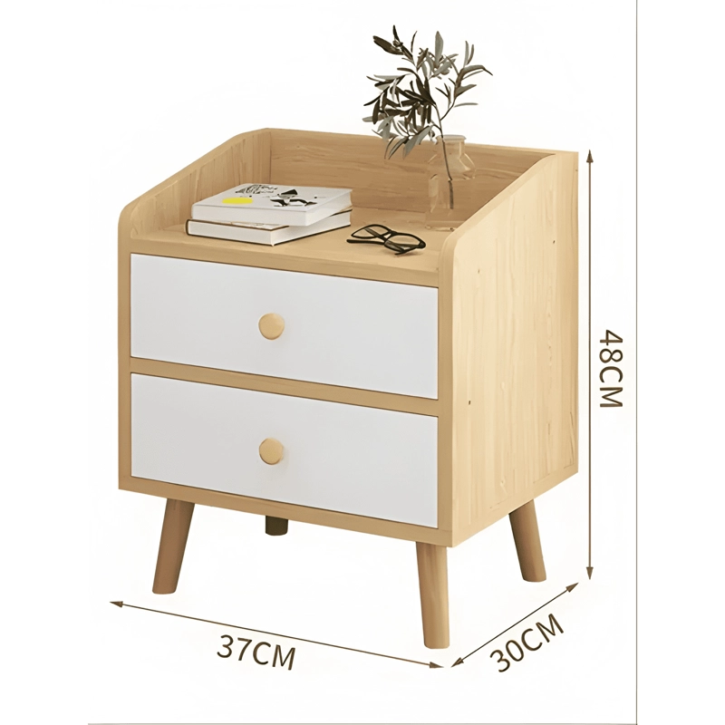 VELADOR 2 CAJONES MODERNO MDF MATE 37X30X48CM MARRON CLARO - 1