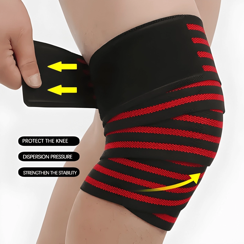 RODILLERA JINGBA ELASTICADA CROSSFIT POWERLIFTING NEGRA - 1