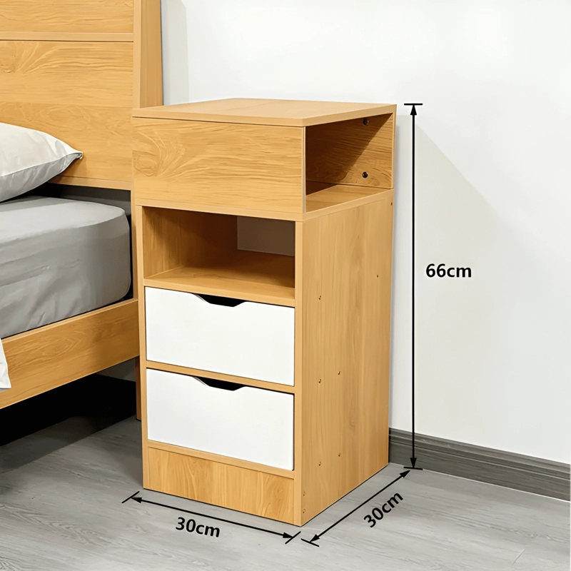 VELADOR ANGOSTO 2 CAJONES OCULTOS MDF MATE 30X30X66 BLANCO - 2