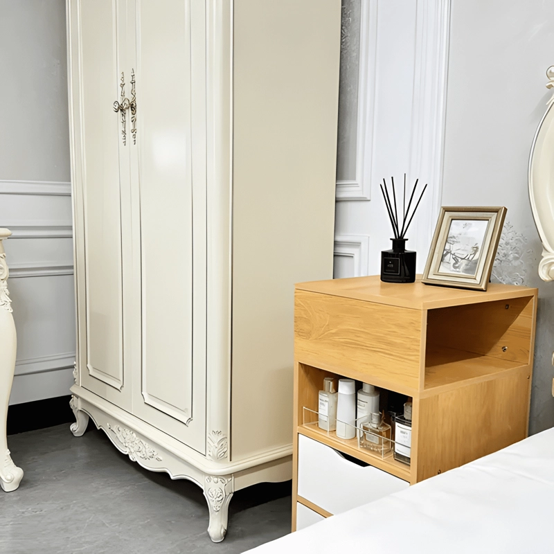 VELADOR ANGOSTO 2 CAJONES OCULTOS MDF MATE 30X30X66 BLANCO - 3