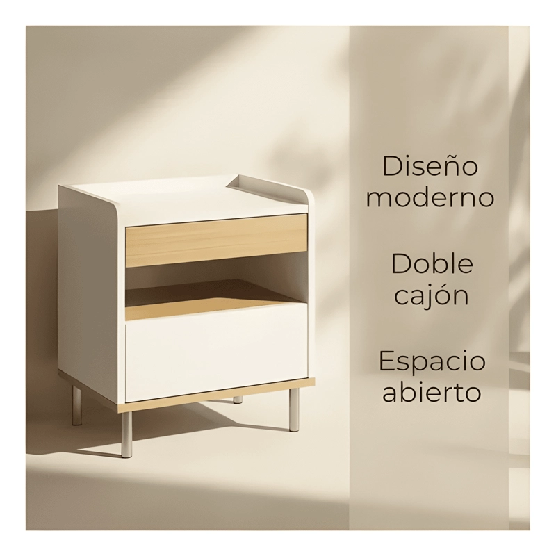 VELADOR 2 NIVELES CAJONES BICOLOR MODERNO 45X40X60CM - 1