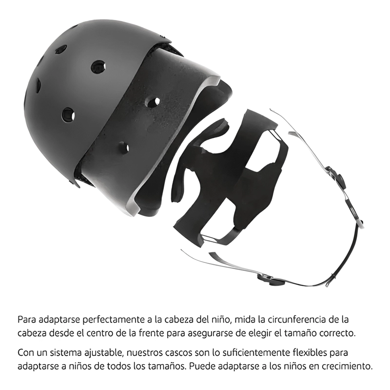 SET PROTECCION NIÑO CASCO RODILLERA CODERA NEGRO - 1
