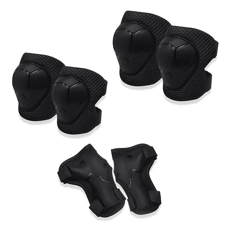 SET PROTECCION NIÑO CASCO RODILLERA CODERA NEGRO - 2