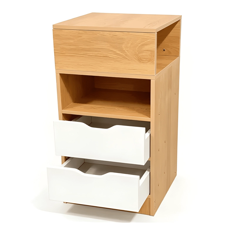 VELADOR ANGOSTO 2 CAJONES OCULTOS MDF 30X30X66 MADERA CLARA - 3