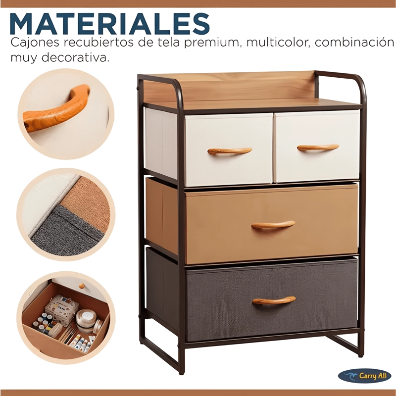 CAJONERA CARRY ALL 4 CAJONES TELA ESTRUCTURA METALICA - 3
