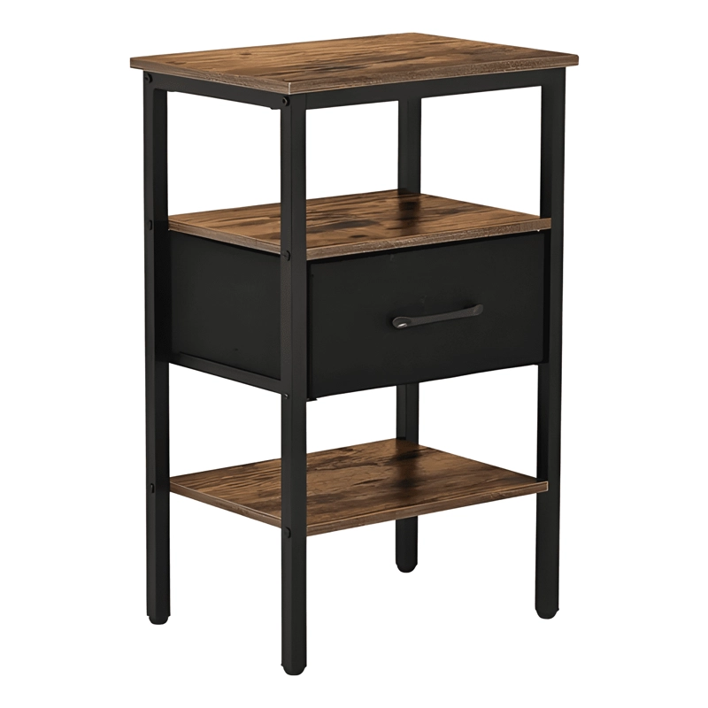 VELADOR GARY RELAN INDUSTRIAL CAJON Y REPISA CAFE  Y NEGRO - 1