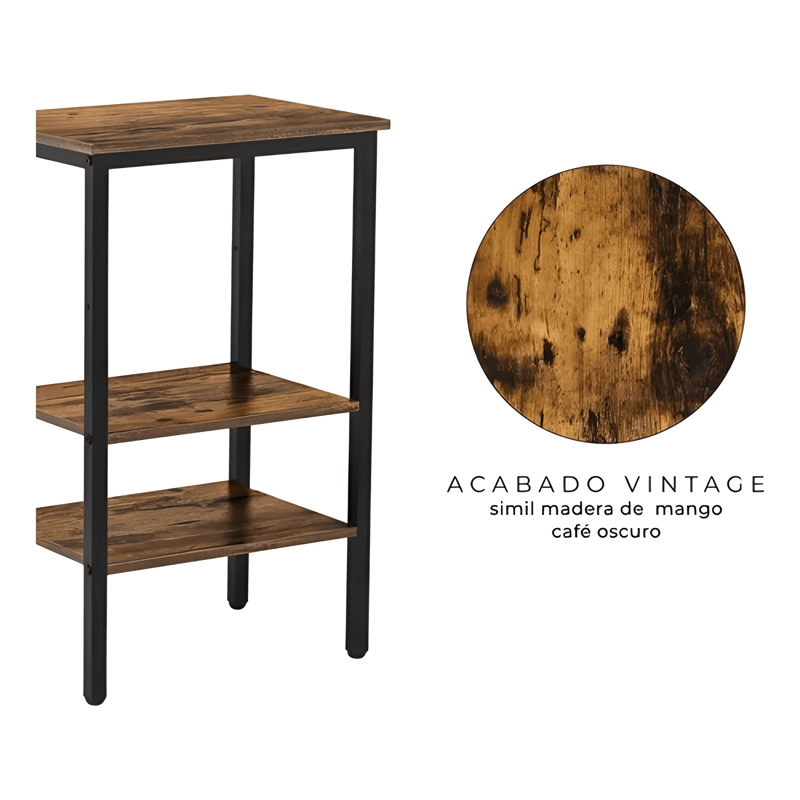 VELADOR GARY RELAN INDUSTRIAL CAJON Y REPISA CAFE  Y NEGRO - 2