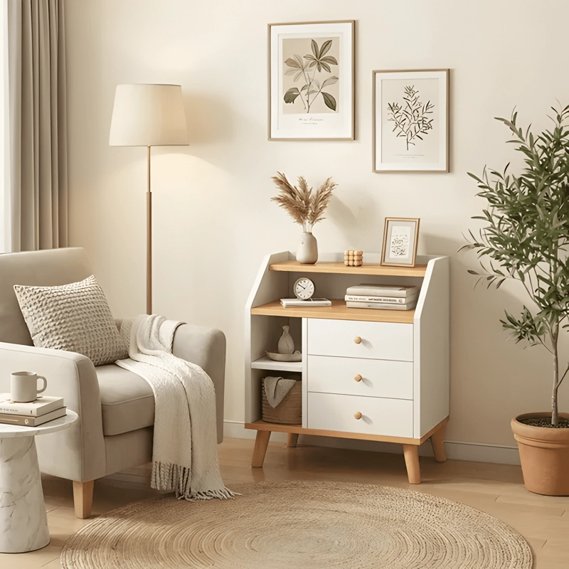 VELADOR VANGUARDIA 3 CAJONES HOMER DESIGN 50X30X61 BLANCO - 3