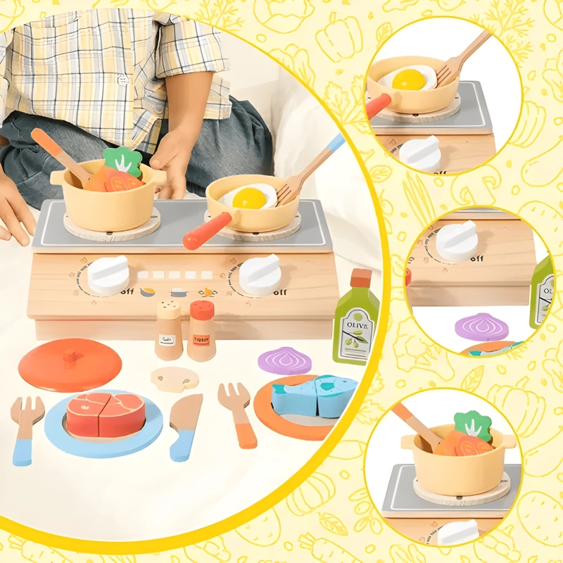 JUEGO DE COCINA DE MADERA DIDACTICO PARA NIÑOS - 2