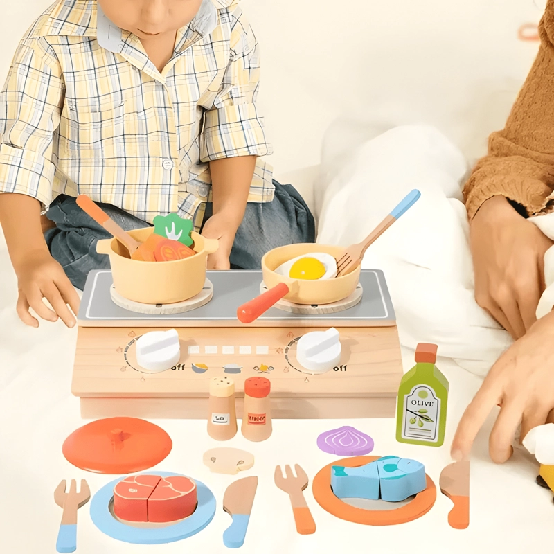 JUEGO DE COCINA DE MADERA DIDACTICO PARA NIÑOS - 3