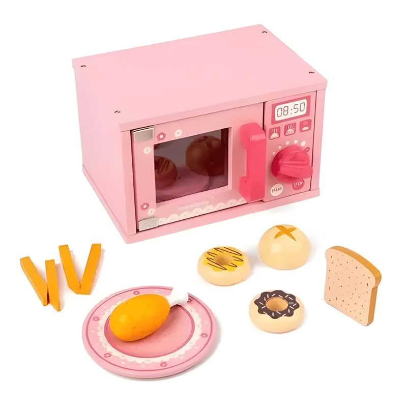JUGUETE DIDACTICO HORNO MICROONDAS DE MADERA PARA NIÑOS - 1