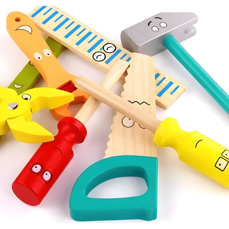 CAJA DE HERRAMIENTAS DE MADERA JUGUETE MONTESSORI NIÑOS - 4