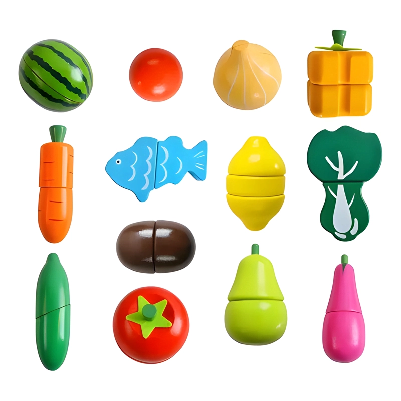 JUEGO MONTESSORI FRUTAS Y VERDURAS PARA CORTAR 17 PIEZAS - 2