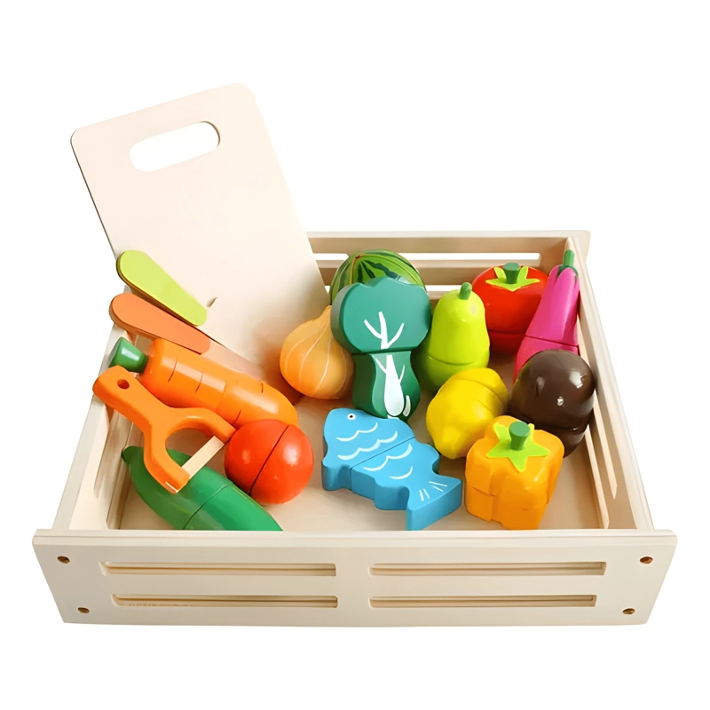 JUEGO MONTESSORI FRUTAS Y VERDURAS PARA CORTAR 17 PIEZAS - 4