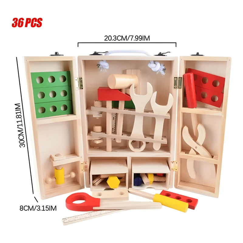 KIT DE HERRAMIENTAS DE MADERA DIDACTICO PARA NIÑOS - 3