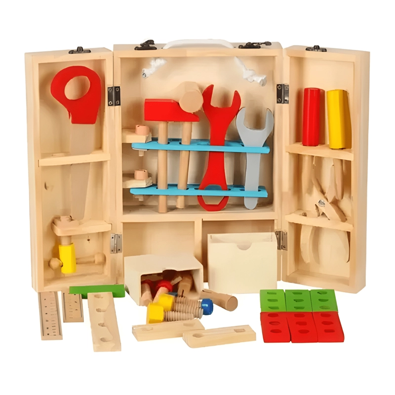 PACK 2 CAJAS DE HERRAMIENTAS MADERA JUGUETE DIDACTICO - 1