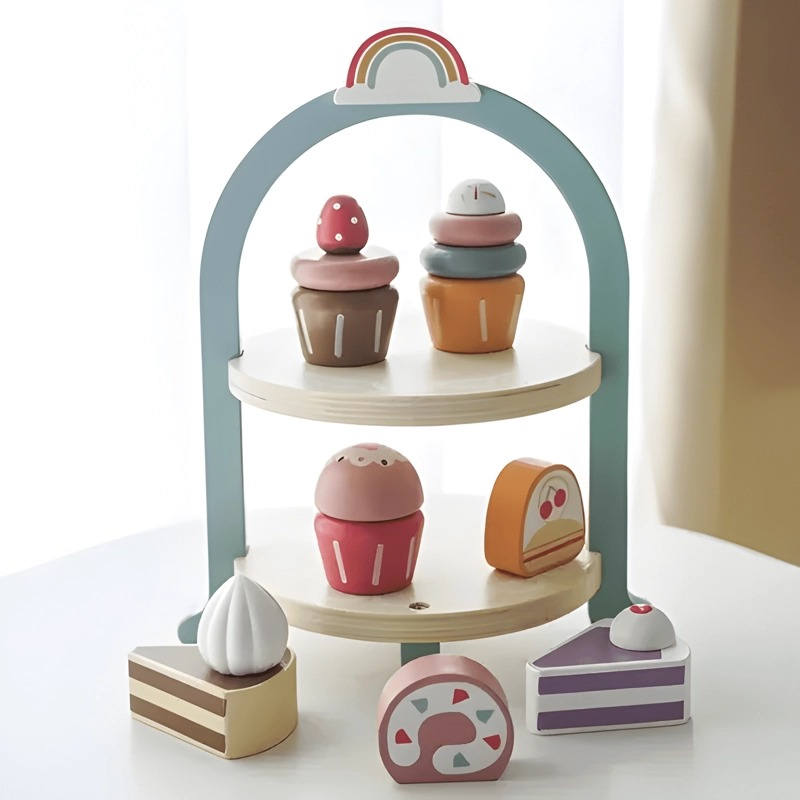 JUEGO DE POSTRES DULCES CUPCAKES PASTELERIA DE MADERA - 1