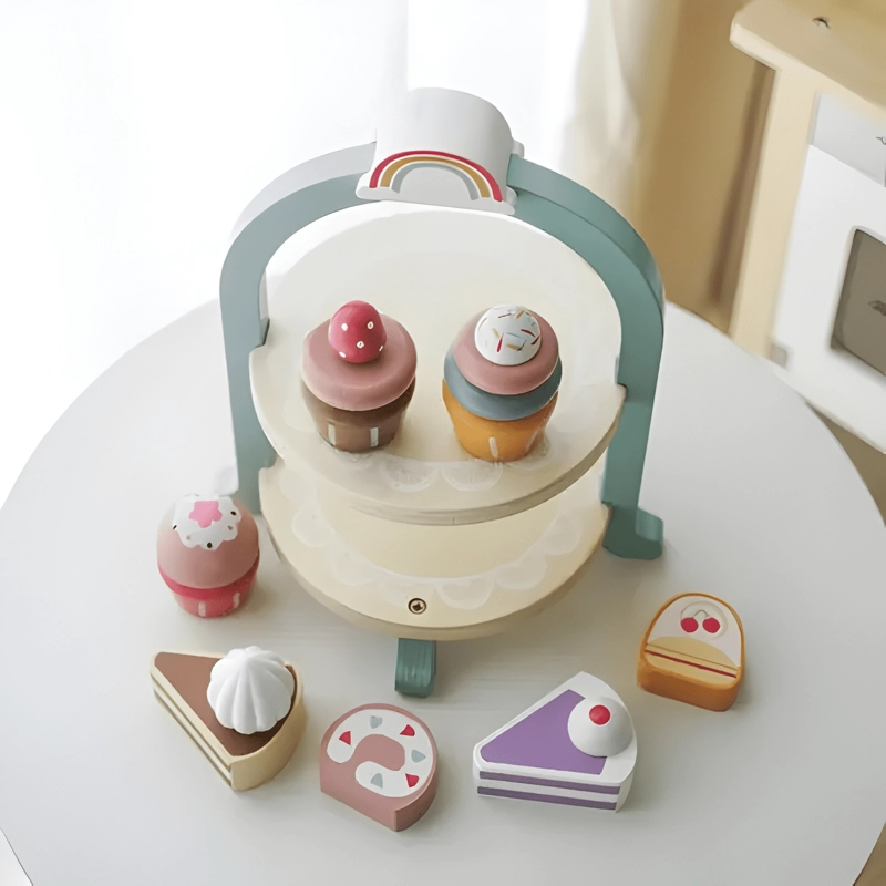 JUEGO DE POSTRES DULCES CUPCAKES PASTELERIA DE MADERA - 4