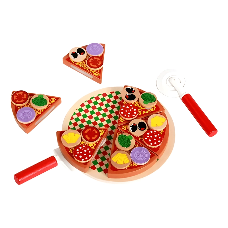PIZZA JUGUETE DE MADERA PARA ARMAR Y CORTAR #1 - 2