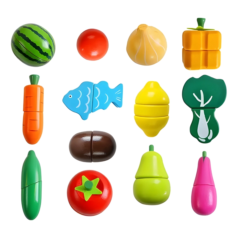 SET DE FRUTAS Y VERDURAS DE MADERA DIDACTICO 17 PIEZAS #2 - 1