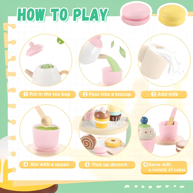 JUGUETE MALETA CON SOPORTE DE TE  POSTRES Y PASTELES - 4