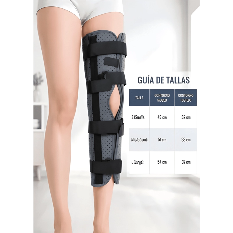 INMOVILIZADOR DE RODILLA LARGO TRIPANEL VELCRO AJUSTABLE - 3