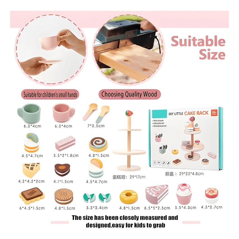 JUEGO DE POSTRE Y TE  DE MADERA JUGUETE PARA NIÑOS - 4