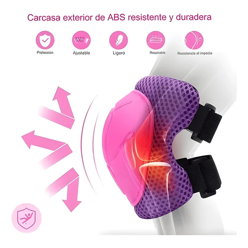 SET PROTECCION NIÑA CASCO RODILLERA CODERA MORADO - 2