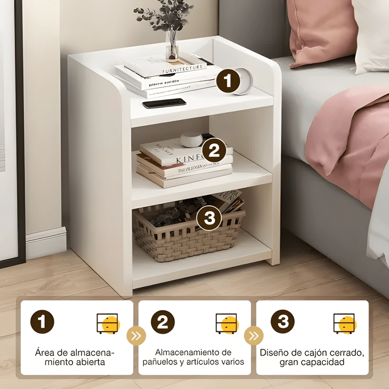 CAJONERA DE OFICINA MADERA MESITA MINIMALISTA BLANCA - 2