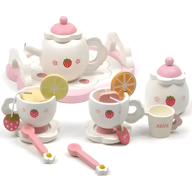 SET DE TAZAS DE TE  DE MADERA JUEGO DIDACTICO - 1