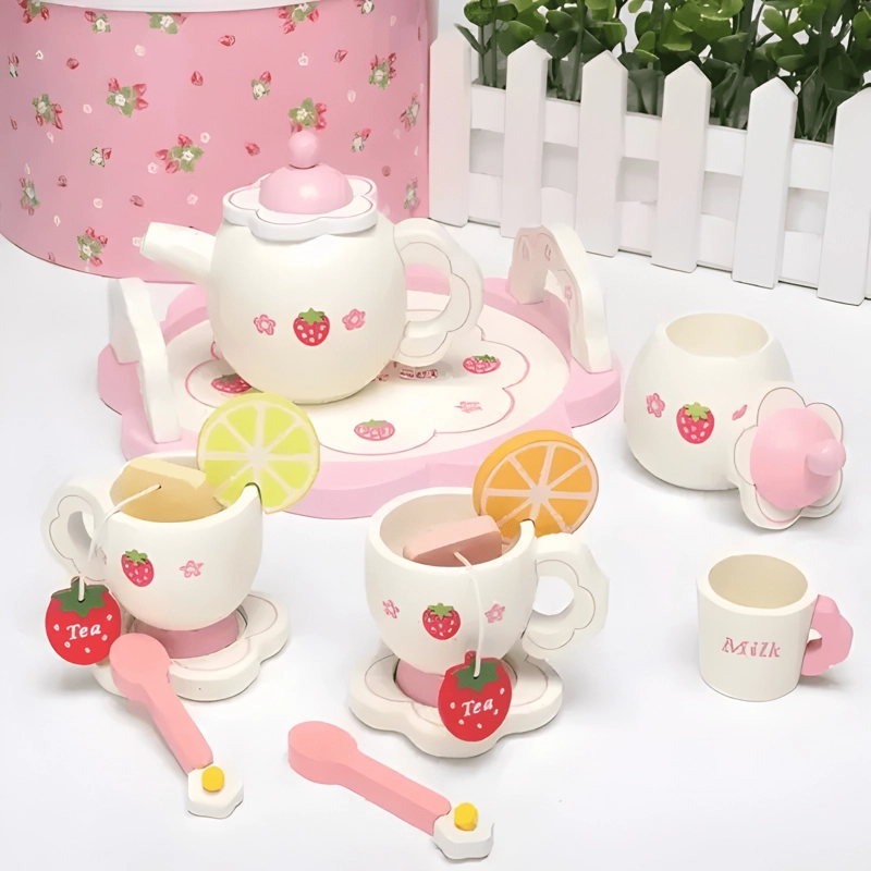 SET DE TAZAS DE TE  DE MADERA JUEGO DIDACTICO - 2