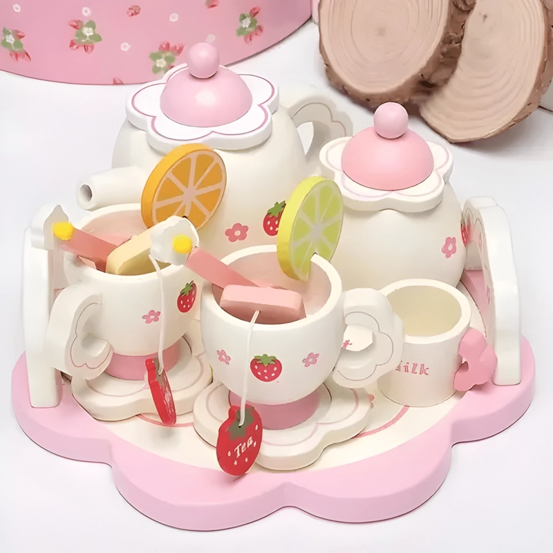 SET DE TAZAS DE TE  DE MADERA JUEGO DIDACTICO - 4