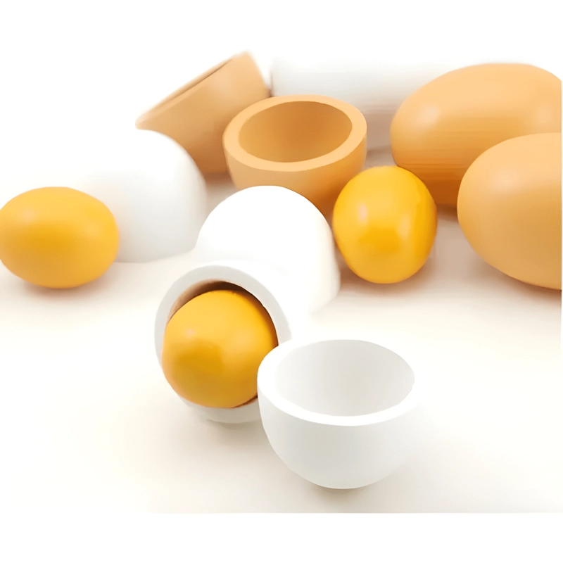 HUEVOS DE MADERA JUGUETE DIDACTICO MOTRICIDAD 6 PIEZAS - 3