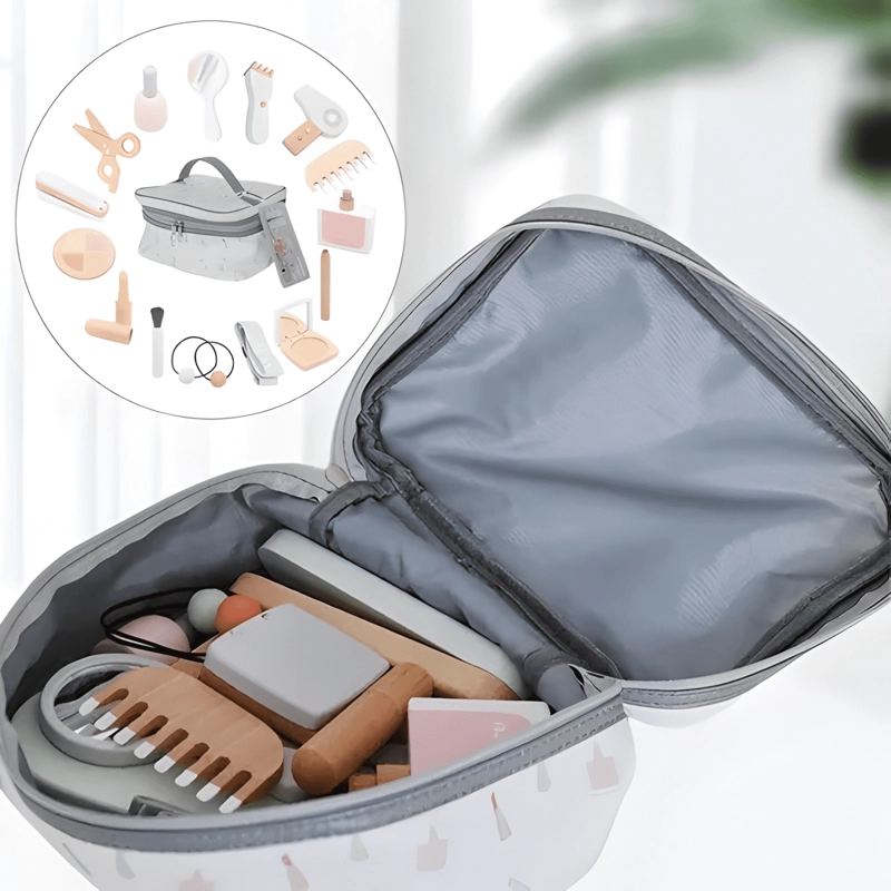 JUEGO DE MAQUILLAJE Y PELUQUERIA DE MADERA PARA NIÑA - 2