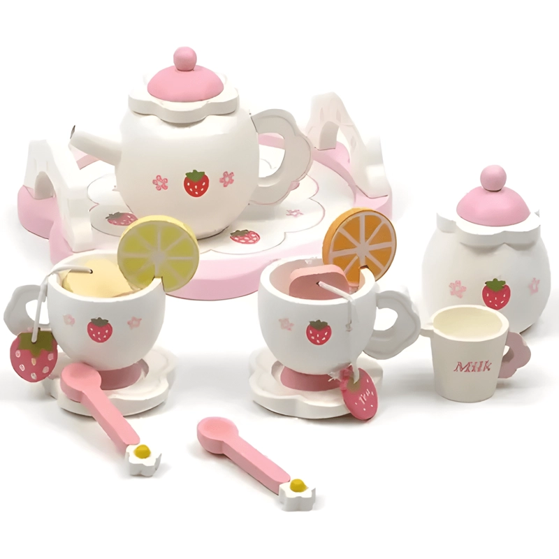 SET DE TAZAS DE TE  DE MADERA JUEGO DIDACTICO NIÑOS - 1