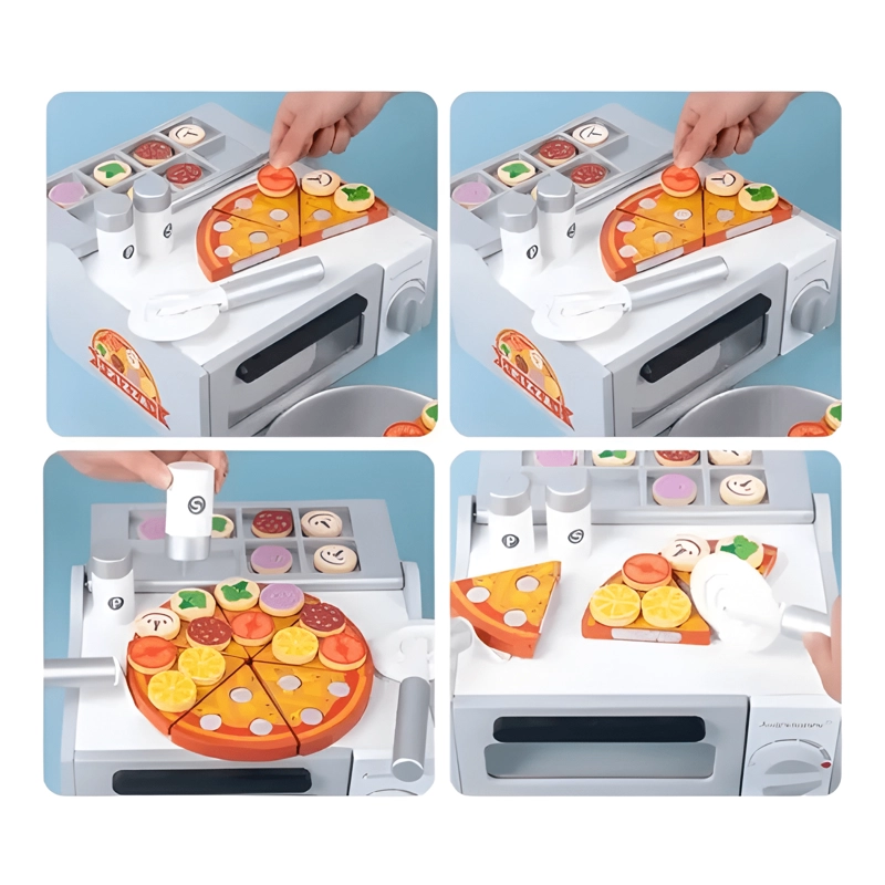 HORNO PARA PIZZA JUGUETE DE MADERA JUEGO DIDACTICO - 3