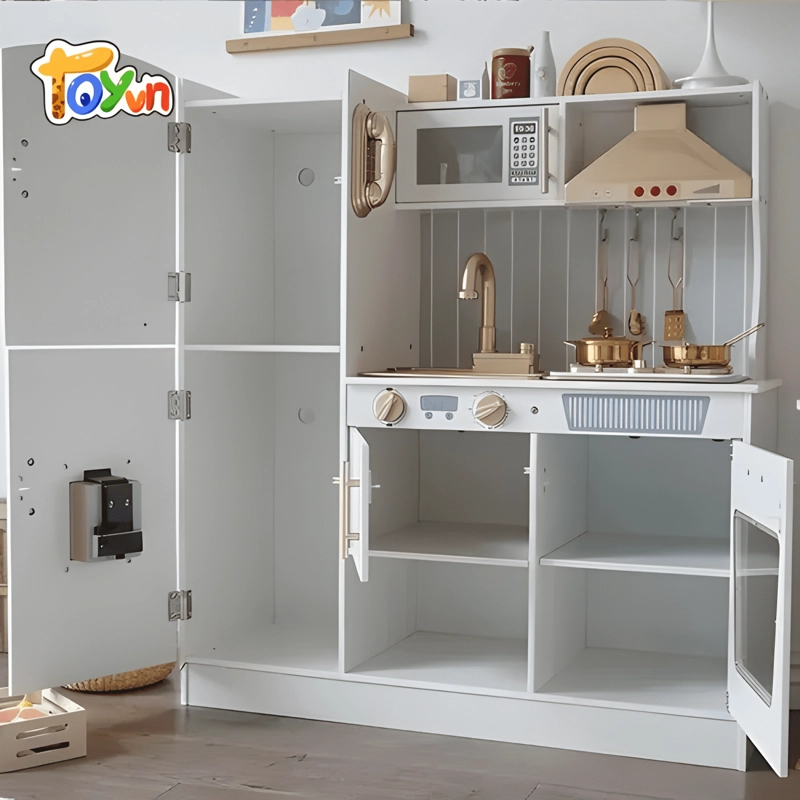 COCINA INFANTIL DE MADERA CON LUCES Y AGUA BLANCA - 4