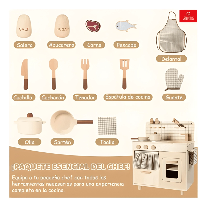 COCINA DE MADERA INFANTIL ESTILO RUSTICO PARA NIÑOS #1 - 2