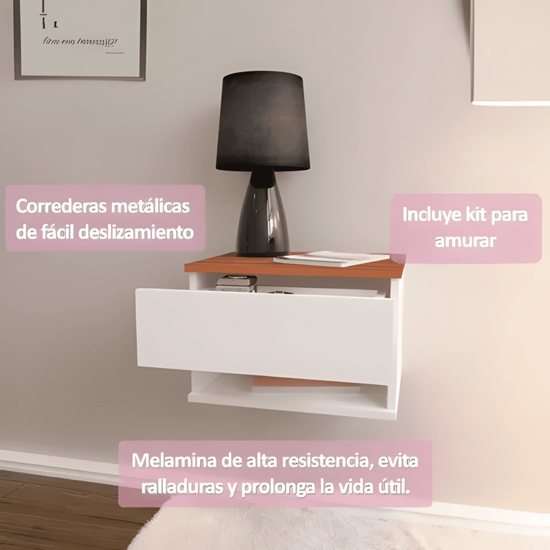 PACK 2 MESITAS DE NOCHE FLOTANTES DE 1 CAJON - 2