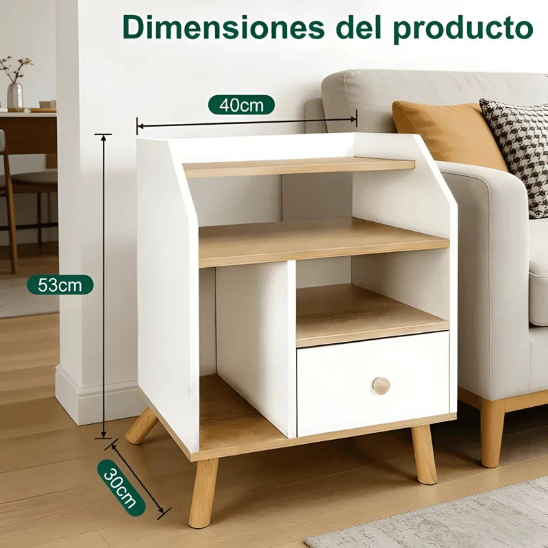 VELADOR 2 NIVELES CON CAJONES FACIL ARMADO 40X30X50 - 1