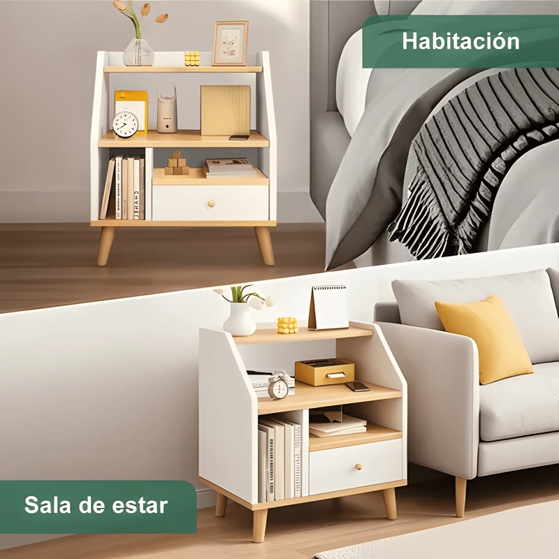 VELADOR 2 NIVELES CON CAJONES FACIL ARMADO 40X30X50 - 2