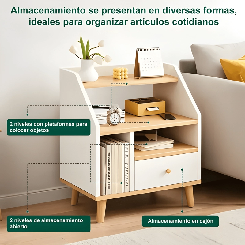 VELADOR 2 NIVELES CON CAJONES FACIL ARMADO 40X30X50 - 4
