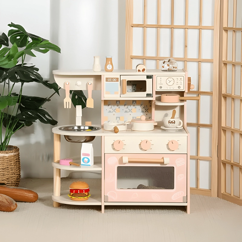 COCINA INFANTIL DE MADERA CON HORNO Y ACCESORIOS - 1
