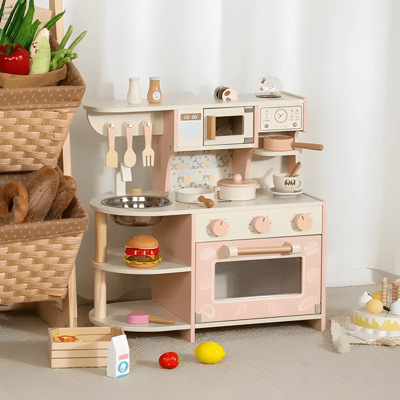 COCINA INFANTIL DE MADERA CON HORNO Y ACCESORIOS - 2