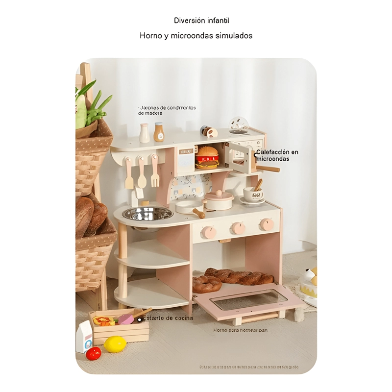 COCINA INFANTIL DE MADERA CON HORNO Y ACCESORIOS - 3