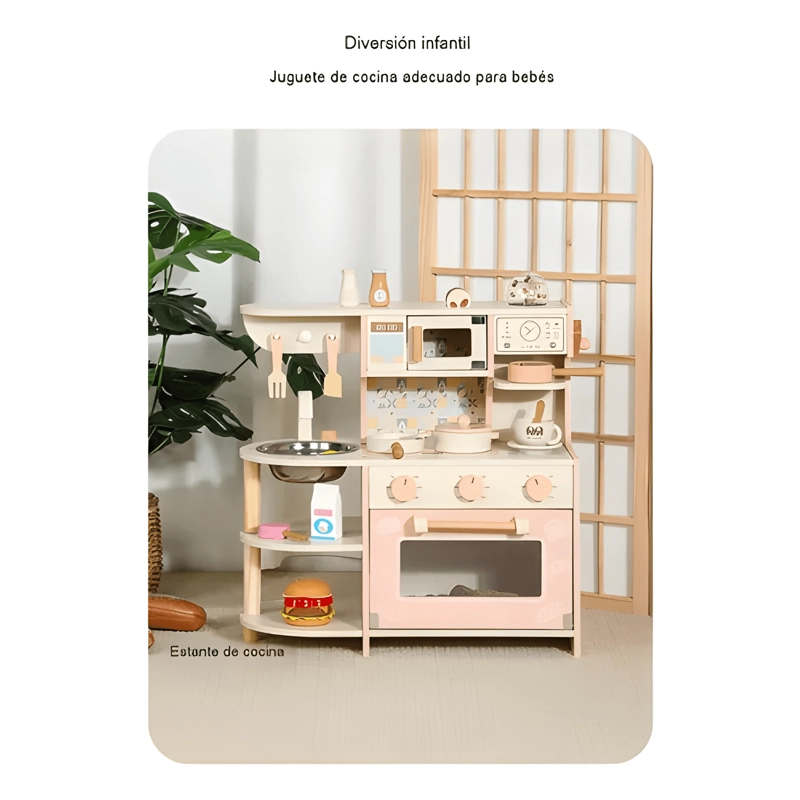 COCINA INFANTIL DE MADERA CON HORNO Y ACCESORIOS - 4