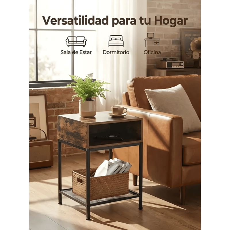 VELADOR MESA AUXILIAR LATERAL DE 2 NIVELES MADERA - 4