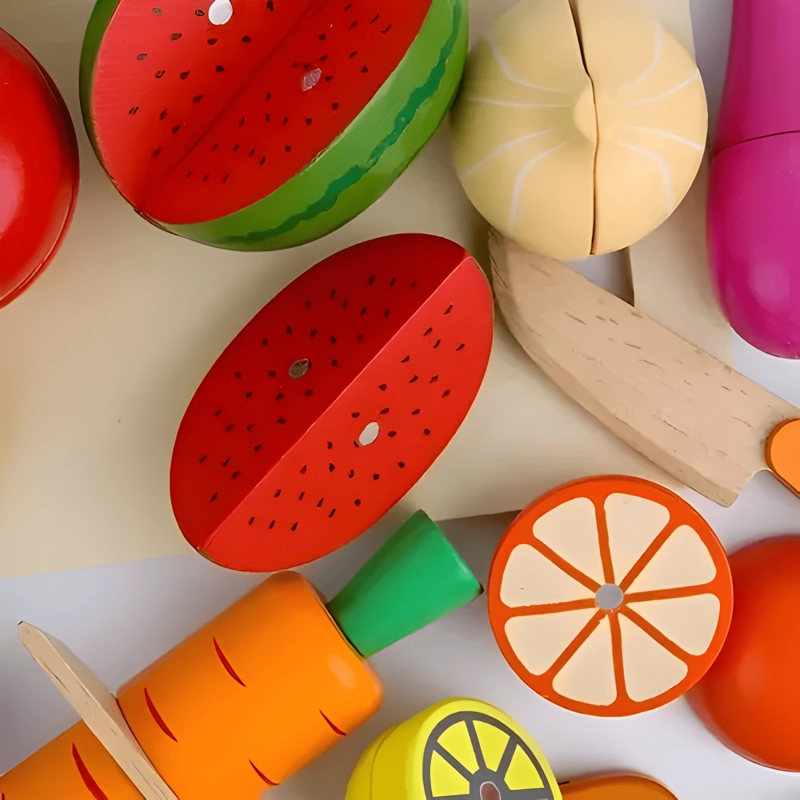 SET CORTA FRUTAS Y VERDURAS MADERA CON IMAN 17 PIEZAS #2 - 2