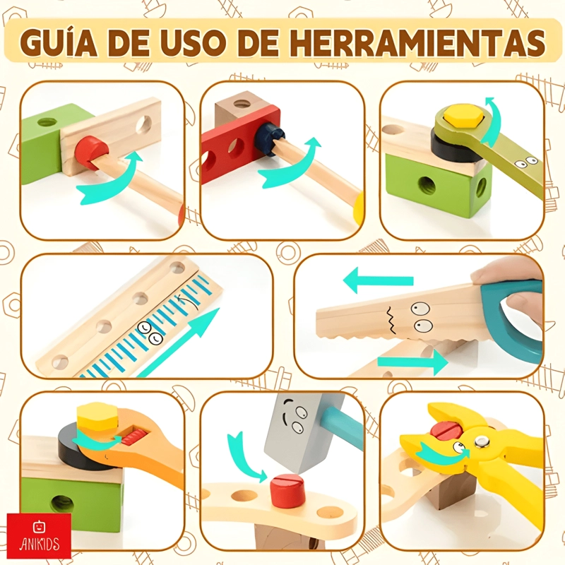 CAJA DE HERRAMIENTAS MADERA JUGUETE MONTESSORI DIDACTICO #5 - 1