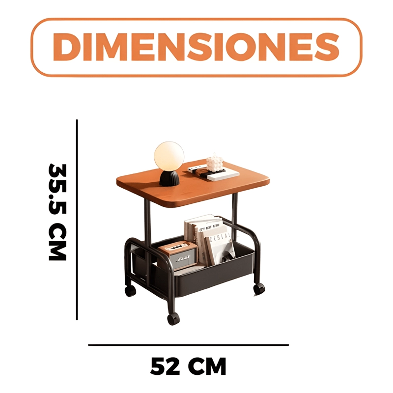 MESITA DE NOCHE VELADOR 2 NIVELES RODANTE ALMACENAMIENTO - 4